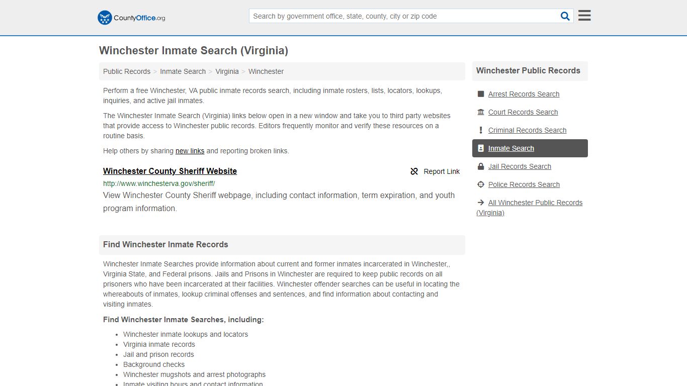 Inmate Search - Winchester, VA (Inmate Rosters & Locators)